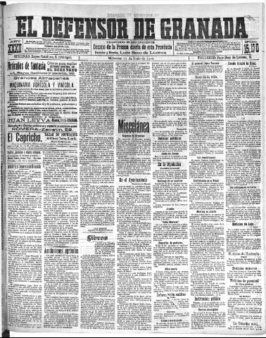 'El Defensor de Granada  : diario político independiente' - Año XXXI Número 15170  - 1910 Junio 15