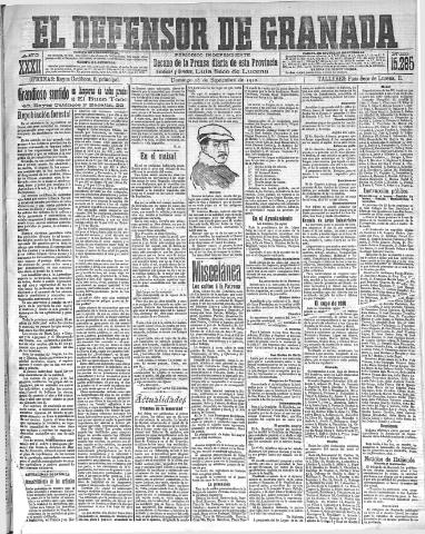 'El Defensor de Granada  : diario político independiente' - Año XXXII Número 15247  - 1910 Septiembre 18