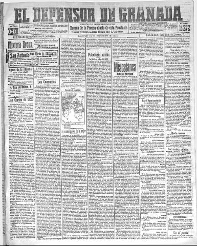 'El Defensor de Granada  : diario político independiente' - Año XXXII Número 15250  - 1910 Septiembre 25