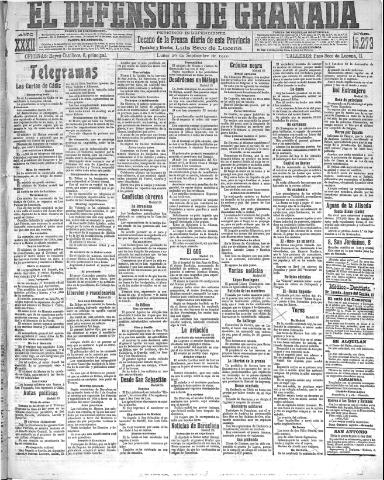 'El Defensor de Granada  : diario político independiente' - Año XXXII Número 15251  - 1910 Septiembre 26