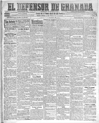 'El Defensor de Granada  : diario político independiente' - Año XXXII Número 15251  - 1910 Septiembre 27