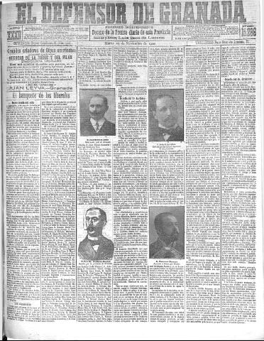'El Defensor de Granada  : diario político independiente' - Año XXXII Número 15283  - 1910 Noviembre 29