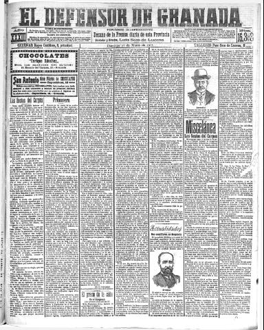 'El Defensor de Granada  : diario político independiente' - Año XXXIII Número 15383  - 1911 Marzo 26
