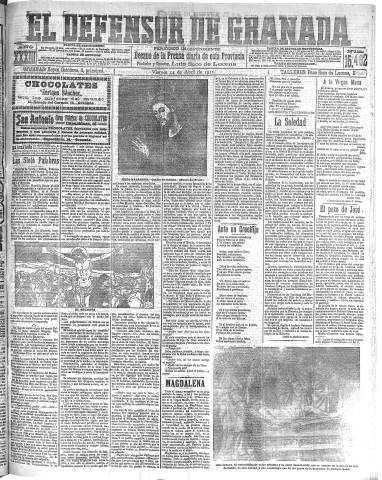 'El Defensor de Granada  : diario político independiente' - Año XXXIII Número 15402  - 1911 Abril 14