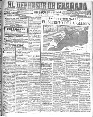 'El Defensor de Granada  : diario político independiente' - Año XXXIII Número 15416  - 1911 Abril 29