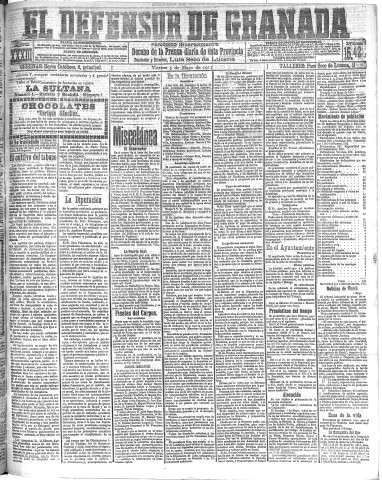 'El Defensor de Granada  : diario político independiente' - Año XXXIII Número 15422  - 1911 Mayo 05