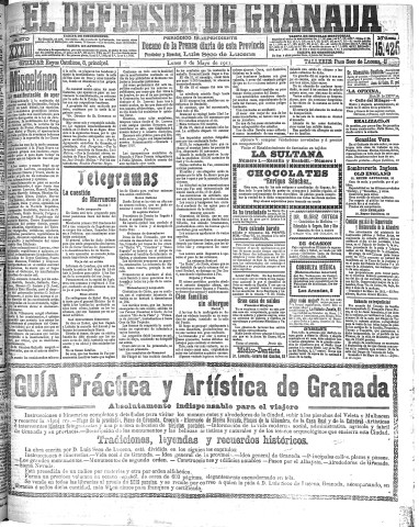 'El Defensor de Granada  : diario político independiente' - Año XXXIII Número 15425  - 1911 Mayo 08