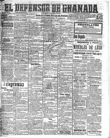 'El Defensor de Granada  : diario político independiente' - Año XXXIII Número 15432  - 1911 Mayo 15