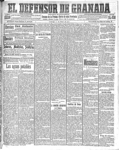 'El Defensor de Granada  : diario político independiente' - Año XXXIII Número 15438  - 1911 Mayo 21