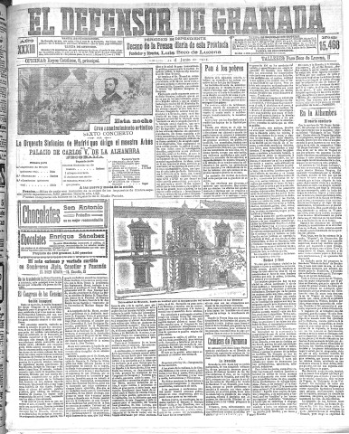 'El Defensor de Granada  : diario político independiente' - Año XXXIII Número 15468  - 1911 Junio 21