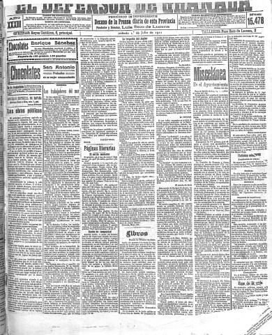 'El Defensor de Granada  : diario político independiente' - Año XXXIII Número 15478  - 1911 Julio 01