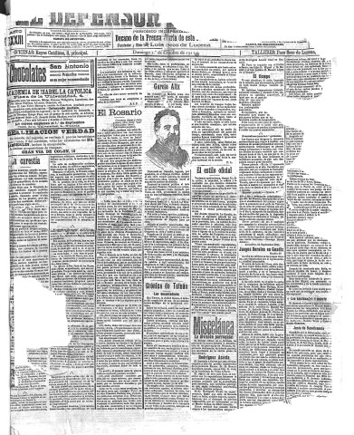 'El Defensor de Granada  : diario político independiente' - Año XXXIII Número 15569  - 1911 Octubre 01