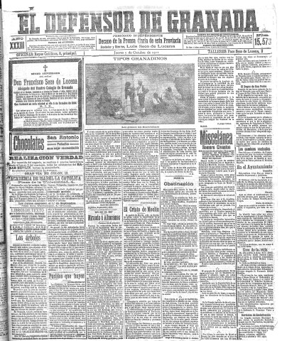 'El Defensor de Granada  : diario político independiente' - Año XXXIII Número 15573  - 1911 Octubre 05