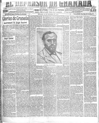 'El Defensor de Granada  : diario político independiente' - Año XXXIII Número 15628  - 1911 Noviembre 29