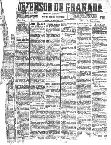 'El Defensor de Granada  : diario político independiente' - Año XLI Número 17839  - 1919 Enero 02