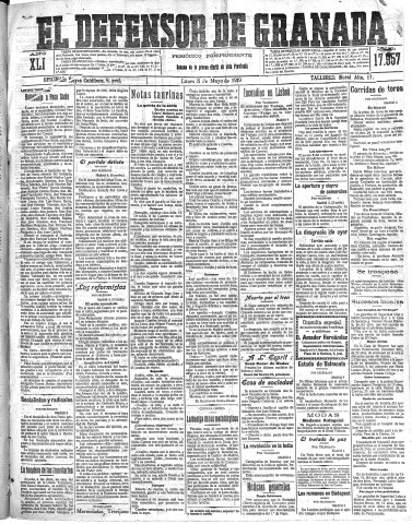 'El Defensor de Granada  : diario político independiente' - Año XLI Número 17957  - 1919 Mayo 05