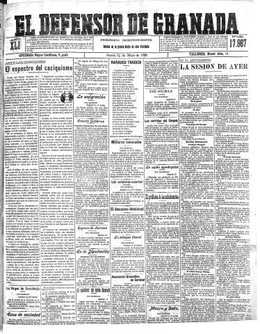 'El Defensor de Granada  : diario político independiente' - Año XLI Número 17967  - 1919 Mayo 15