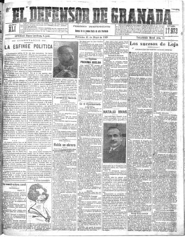 'El Defensor de Granada  : diario político independiente' - Año XLI Número 17973  - 1919 Mayo 21