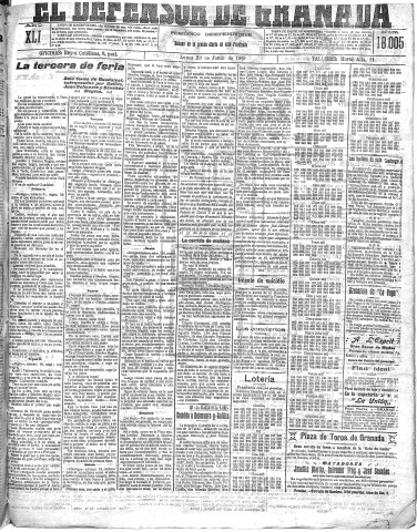 'El Defensor de Granada  : diario político independiente' - Año XLI Número 18005  - 1919 Junio 23