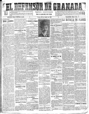 'El Defensor de Granada  : diario político independiente' - Año XLI Número 18008  - 1919 Junio 26