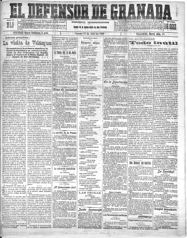 'El Defensor de Granada  : diario político independiente' - Año XLI Número 18022  - 1919 Julio 10
