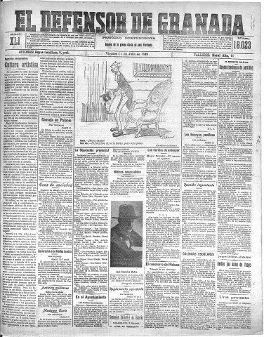 'El Defensor de Granada  : diario político independiente' - Año XLI Número 18023  - 1919 Julio 11