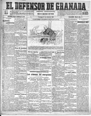 'El Defensor de Granada  : diario político independiente' - Año XLI Número 18025  - 1919 Julio 13