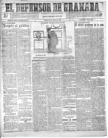 'El Defensor de Granada  : diario político independiente' - Año XLI Número 18037  - 1919 Julio 26