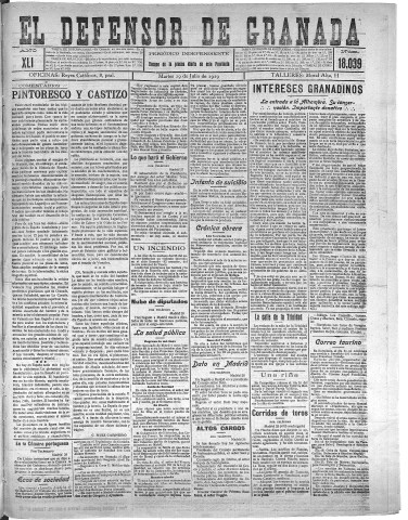 'El Defensor de Granada  : diario político independiente' - Año XLI Número 18039  - 1919 Julio 29