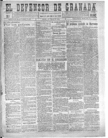 'El Defensor de Granada  : diario político independiente' - Año XLI Número 18042  - 1919 Agosto 01