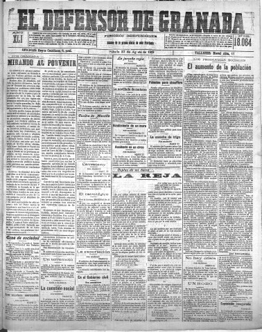 'El Defensor de Granada  : diario político independiente' - Año XLI Número 18064  - 1919 Agosto 23