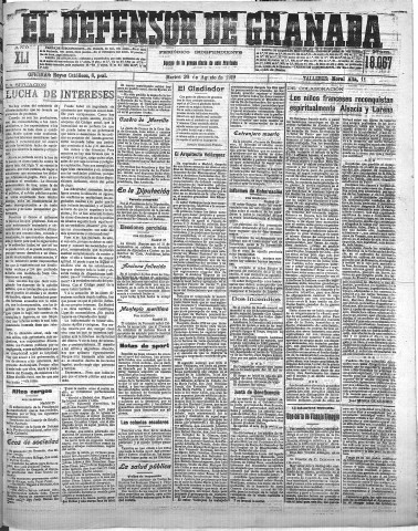 'El Defensor de Granada  : diario político independiente' - Año XLI Número 18067  - 1919 Agosto 26