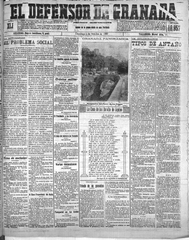 'El Defensor de Granada  : diario político independiente' - Año XLI Número 18957  - 1919 Octubre 05