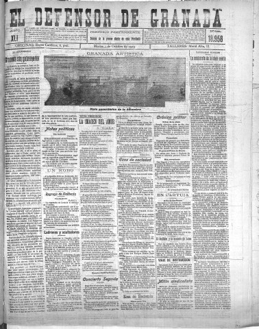 'El Defensor de Granada  : diario político independiente' - Año XLI Número 18958  - 1919 Octubre 07