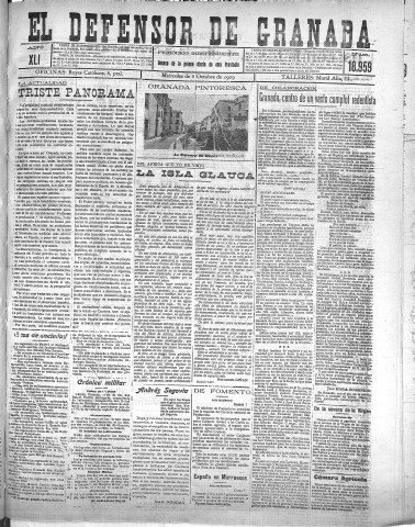 'El Defensor de Granada  : diario político independiente' - Año XLI Número 18959  - 1919 Octubre 08