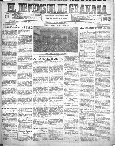 'El Defensor de Granada  : diario político independiente' - Año XLI Número 18969  - 1919 Octubre 19