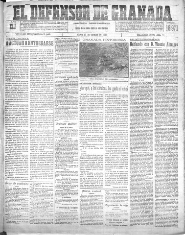 'El Defensor de Granada  : diario político independiente' - Año XLI Número 18971  - 1919 Octubre 21