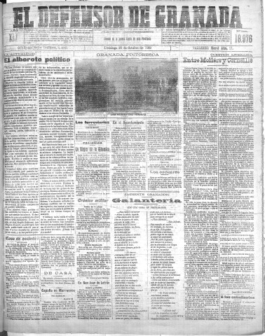'El Defensor de Granada  : diario político independiente' - Año XLI Número 18976  - 1919 Octubre 26