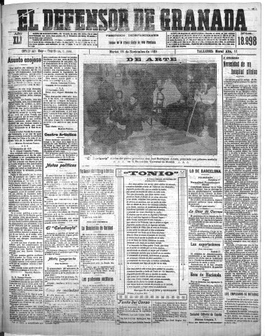 'El Defensor de Granada  : diario político independiente' - Año XLI Número 18998  - 1919 Noviembre 18