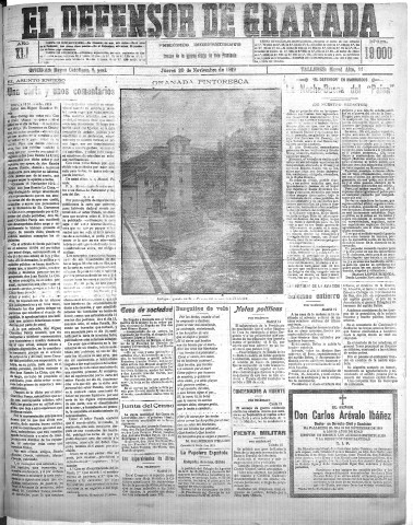'El Defensor de Granada  : diario político independiente' - Año XLI Número 19000  - 1919 Noviembre 20