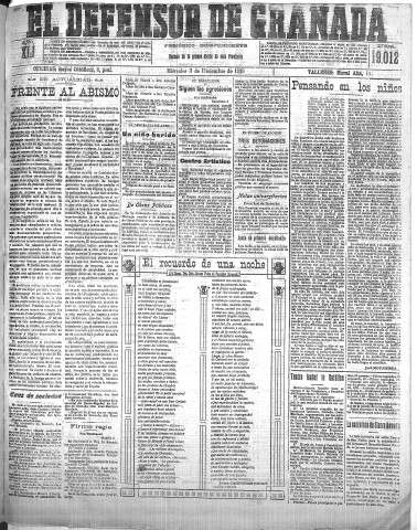 'El Defensor de Granada  : diario político independiente' - Año XLI Número 19012  - 1919 Diciembre 03
