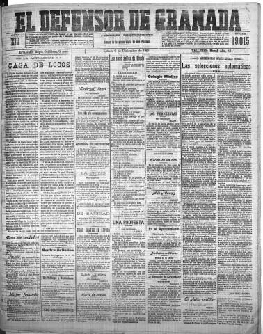 'El Defensor de Granada  : diario político independiente' - Año XLI Número 19015  - 1919 Diciembre 06