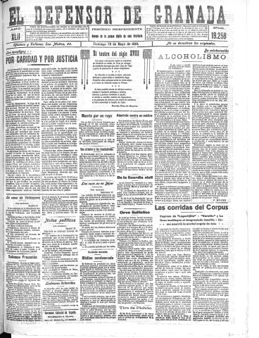 'El Defensor de Granada  : diario político independiente' - Año XLII Número 19258  - 1920 Mayo 23