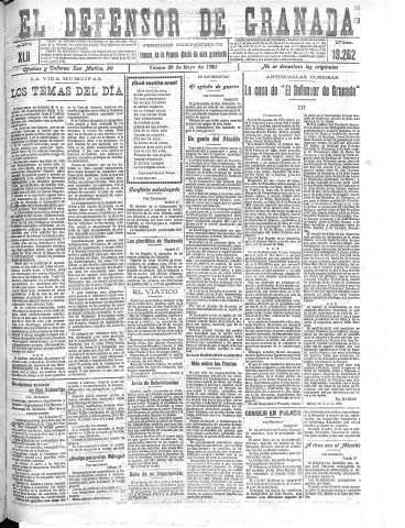 'El Defensor de Granada  : diario político independiente' - Año XLII Número 19262  - 1920 Mayo 28