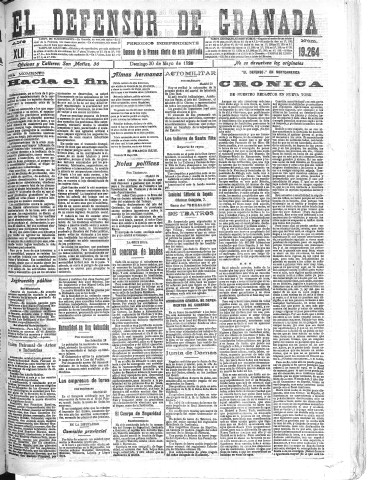 'El Defensor de Granada  : diario político independiente' - Año XLII Número 19264  - 1920 Mayo 30