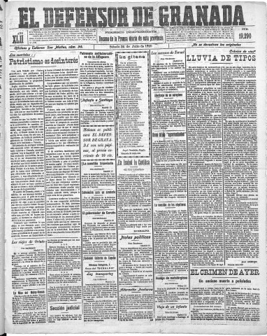 'El Defensor de Granada  : diario político independiente' - Año XLII Número 19296  - 1920 Julio 24