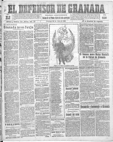 'El Defensor de Granada  : diario político independiente' - Año XLII Número 19296  - 1920 Julio 25