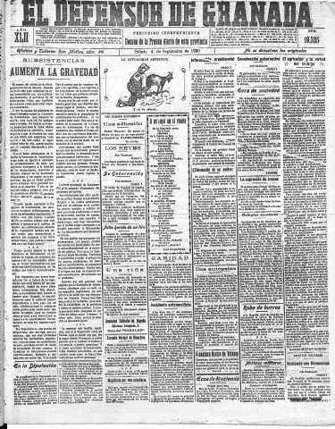 'El Defensor de Granada  : diario político independiente' - Año LXII Número 19325  - 1920 Septiembre 04