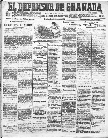'El Defensor de Granada  : diario político independiente' - Año LXII Número 19326  - 1920 Septiembre 05