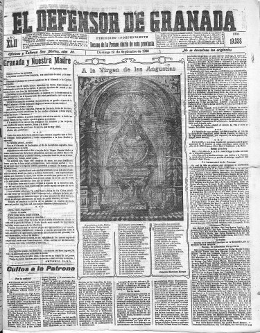 'El Defensor de Granada  : diario político independiente' - Año LXII Número 19338  - 1920 Septiembre 19